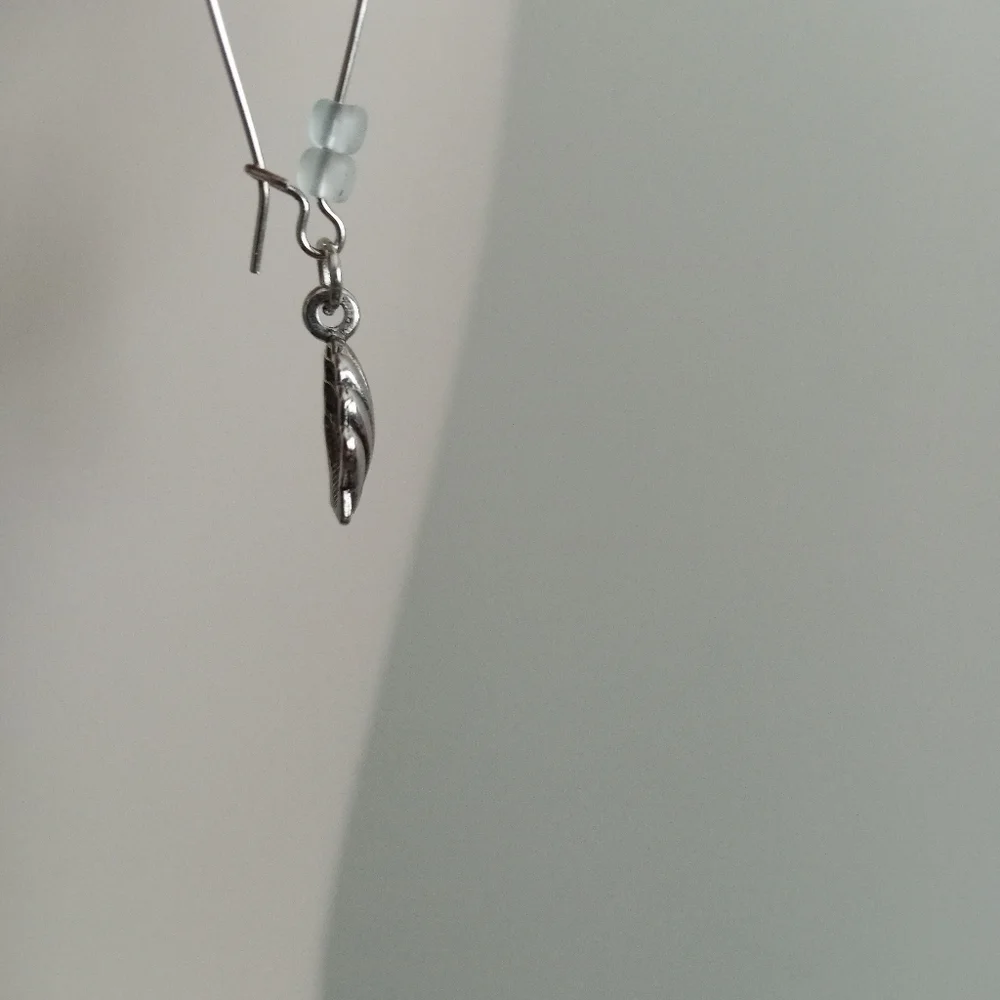 hand crafted Silver plated seashell sea glass dangling statement earrings